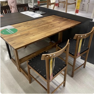 IKEA宜家 纳坎耐斯 桌子用餐桌饭桌实木相思木140x76cm客厅餐桌