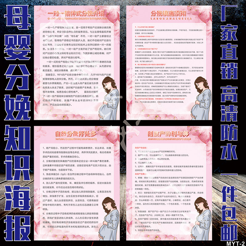 医院妇产科文化宣传海报 正常分娩母乳喂养科普挂图 孕妇知识墙贴