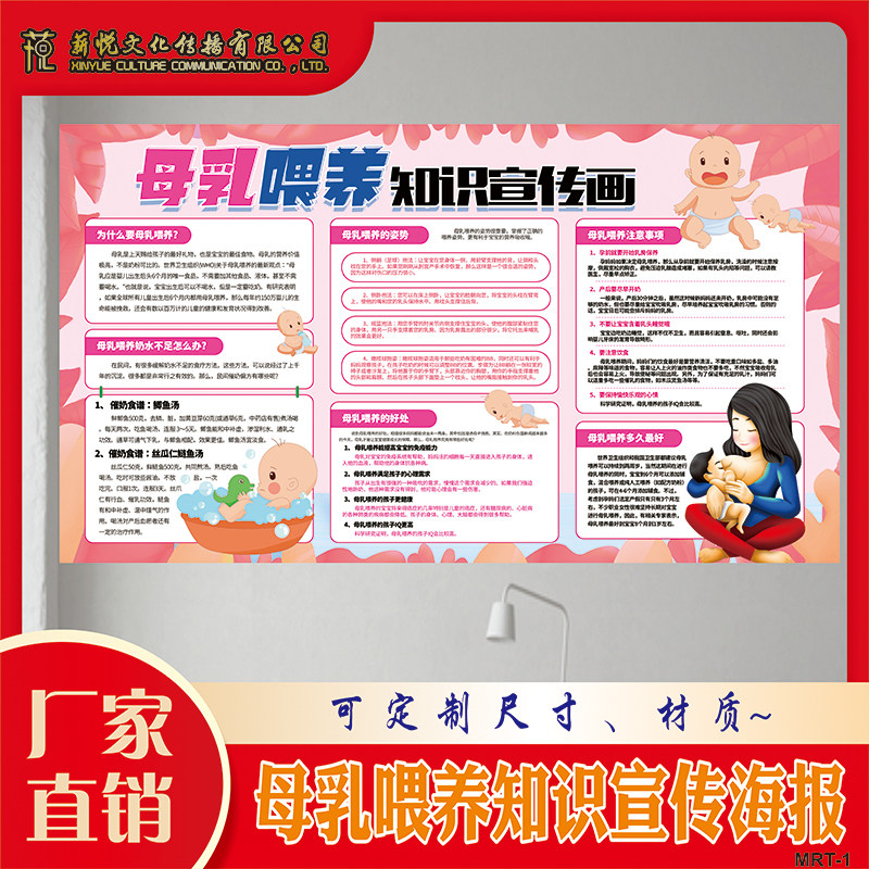 母婴室宣传海报 妇幼保健护理知识挂图 母乳喂养保健知识宣传挂画