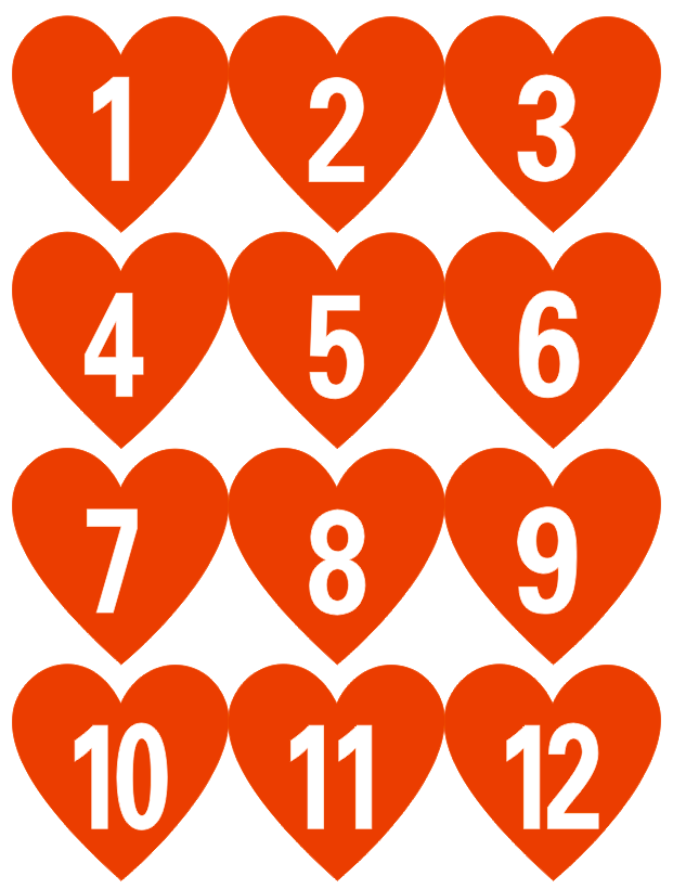 大号桃心型波点数字号码标签贴不干胶贴纸直径9CM标签贴1-500