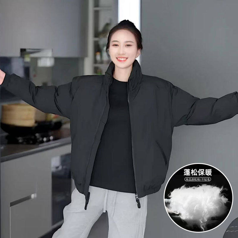 廓形短款情侣棉服男冬季保暖立领棉袄潮牌百搭帅气青年棉衣外套男