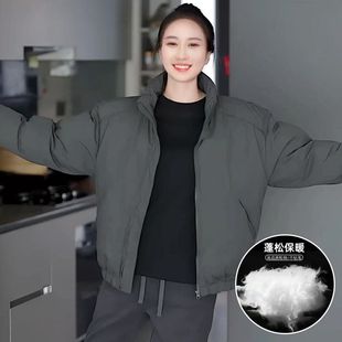 深灰色立领冬季 加厚保暖外套潮流百搭休闲夹克棉服 棉衣男2025新款