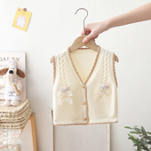 洋气儿童卡通背心宝宝百搭上衣童装 春秋装 马甲女新款 女童针织开衫