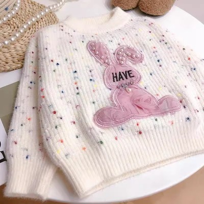 女童秋冬装水貂绒毛衣打底针织衫