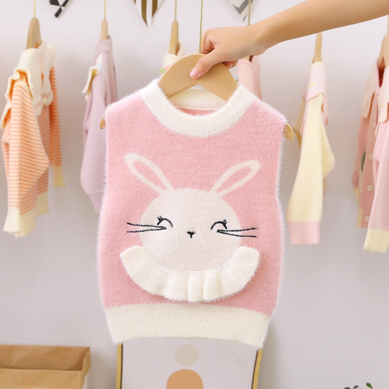 背心女童宝宝洋气水貂绒针织衫
