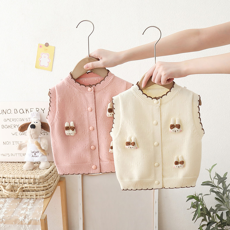 女童婴儿针织马甲开衫春秋季卡通洋气女宝宝背心儿童毛衣坎肩上衣,童装/婴儿装/亲子装,马甲,淘宝优惠券,粉丝福利购,淘宝优惠卷