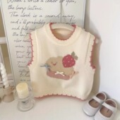 女童装 可爱洋气儿童中小童卡通针织马夹上衣 毛衣马甲春秋2025新款