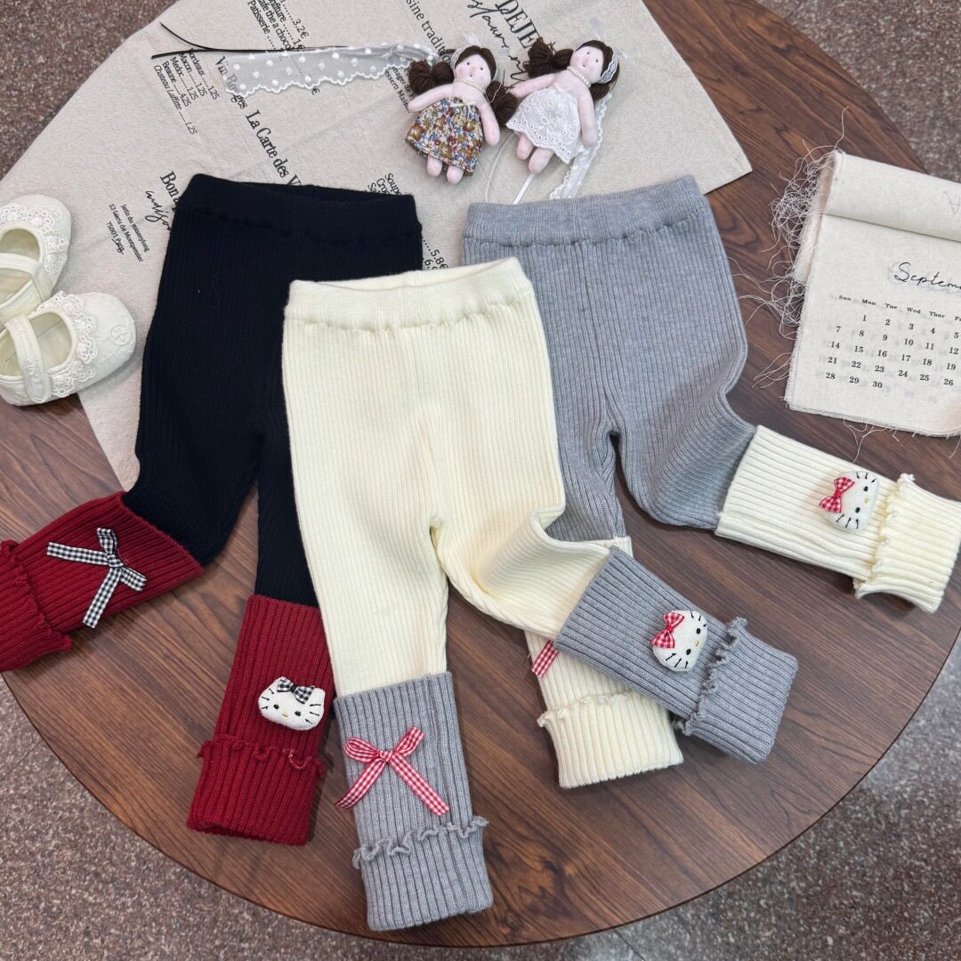 女童一体绒打底裤洋气外穿儿童弹力裤针织长裤加绒秋冬宝宝休闲裤