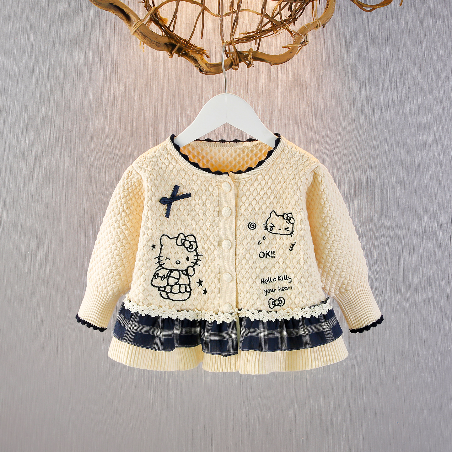 女童开衫毛衣秋冬款卡通儿童长袖裙式上衣洋气女宝宝针织衫外套潮