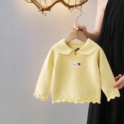 女童毛衣开衫新款2025秋冬季女孩内搭打底衫公主宝宝针织上衣小童