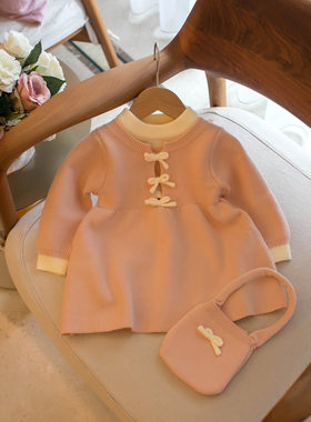 公主裙礼服儿童毛衣裙子送包包
