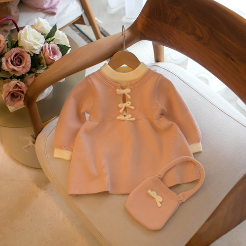 公主裙礼服儿童毛衣裙子送包包