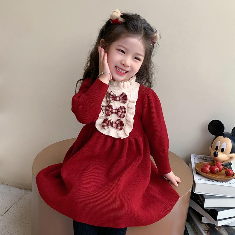 女童宝宝喜庆红色拜年服潮