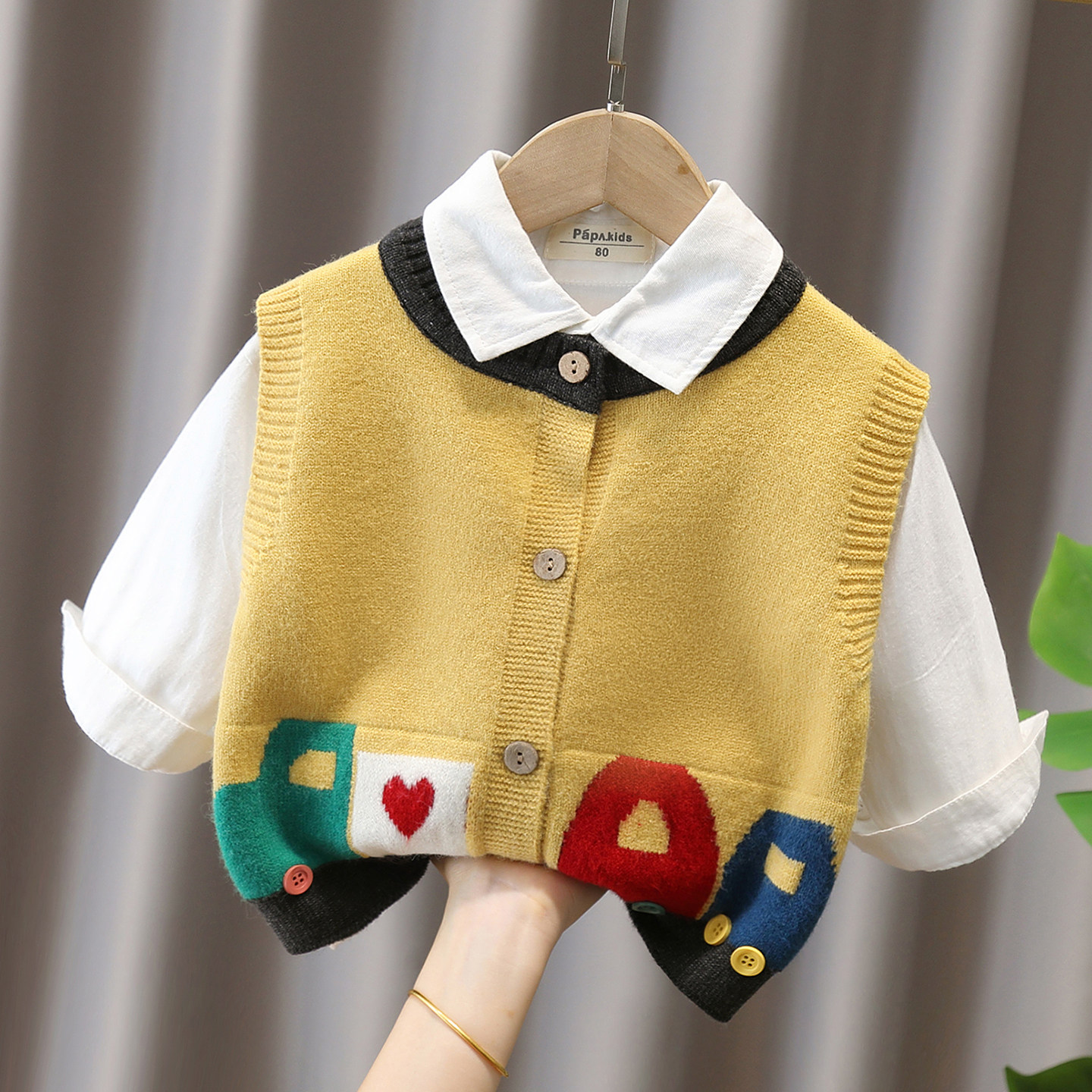 儿童针织衫毛衣背心开衫洋气2025新款卡通女宝宝秋装男童马甲外穿