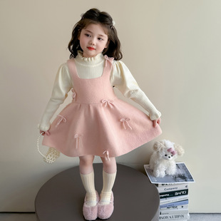 女童长袖毛衣连衣裙套装秋冬装新款洋气儿童真两件针织衫公主裙子