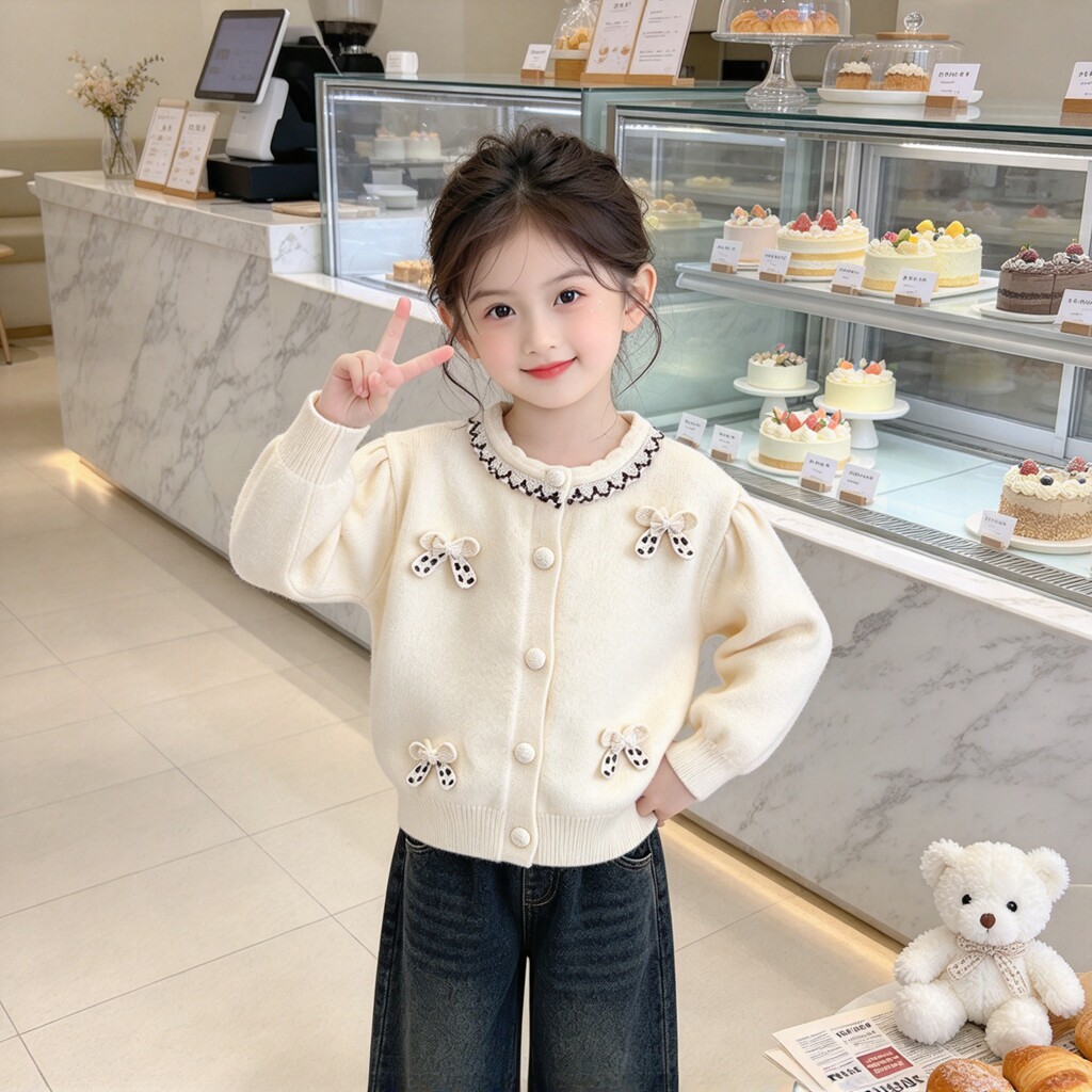 女童开衫毛衣123456岁春秋新款儿童洋气外套韩版女宝宝针织衫上衣