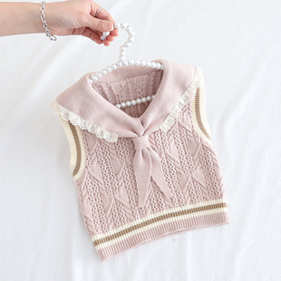 女童针织背心马夹外穿洋气小童上衣坎肩春秋2025新款儿童毛衣马甲