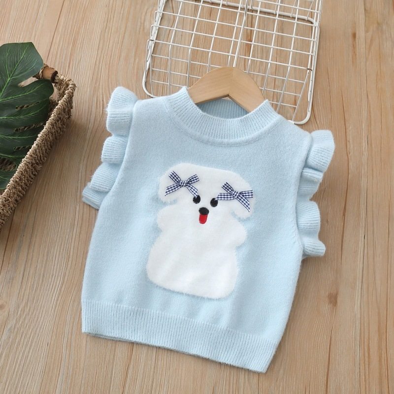 女宝宝毛衣马甲外穿卡通儿童秋装坎肩新款女童针织衫背心123456岁