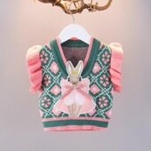 婴儿马甲春秋装 女宝宝外套马夹儿童卡通坎肩衣服潮 女童背心针织衫