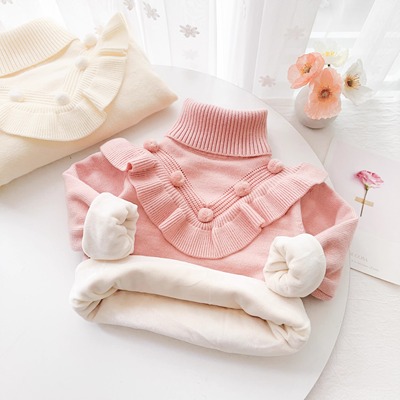 童装2025秋冬装新款女童高领小童毛衣加绒加厚冬季儿童针织打底衫