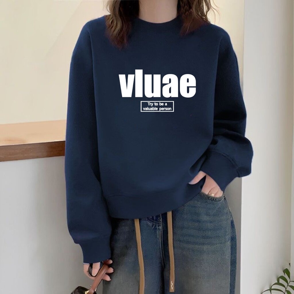 纯棉圆领套头短款卫衣女