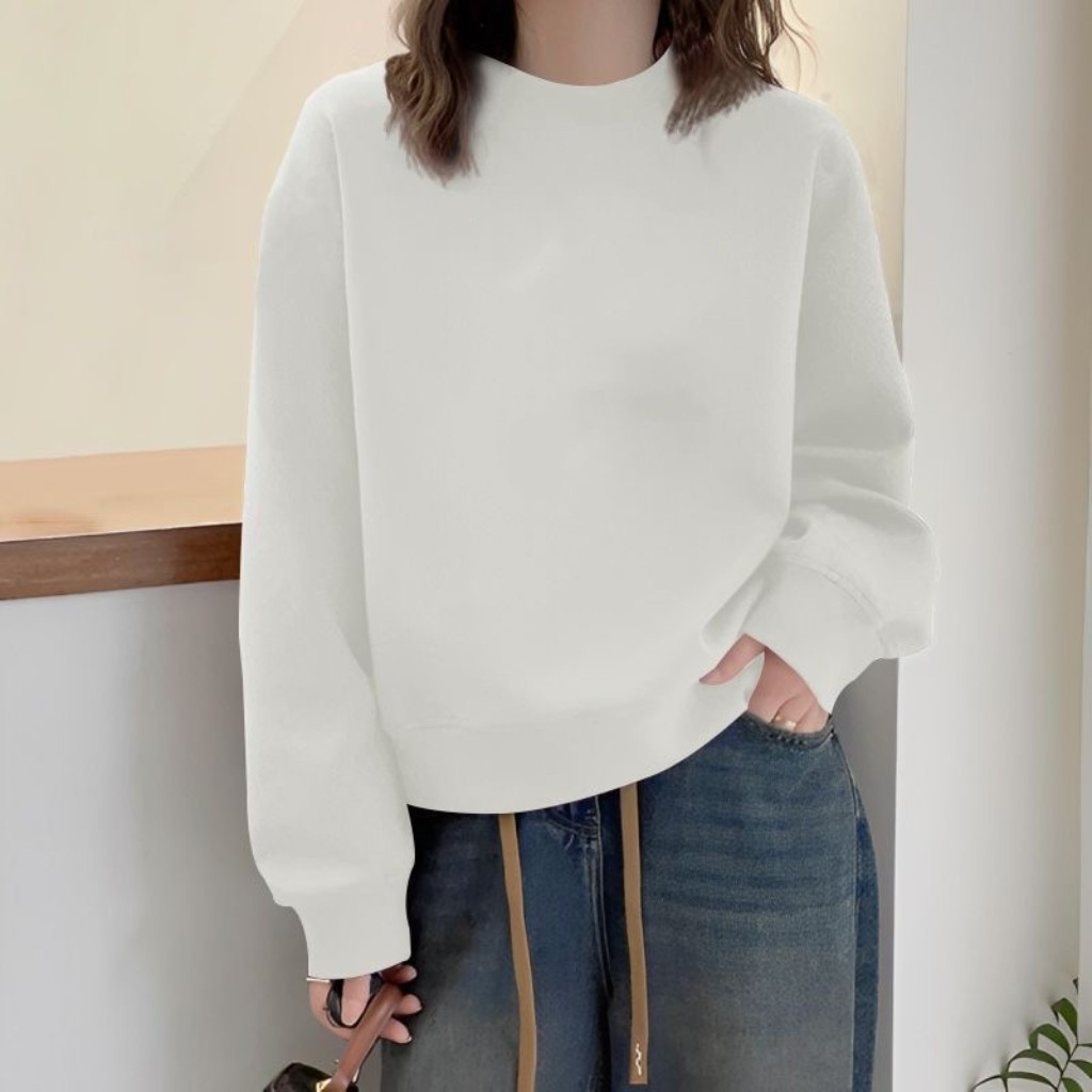 纯棉短款圆领卫衣女上衣宽松显瘦