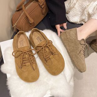 晚晚风豆豆鞋 复古厚底内增高勃肯鞋 乐福鞋 百搭新款 女踩脚两穿单鞋