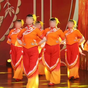 《黄河源头》女子中国舞扇子舞同款舞蹈演出表演服装专业定制