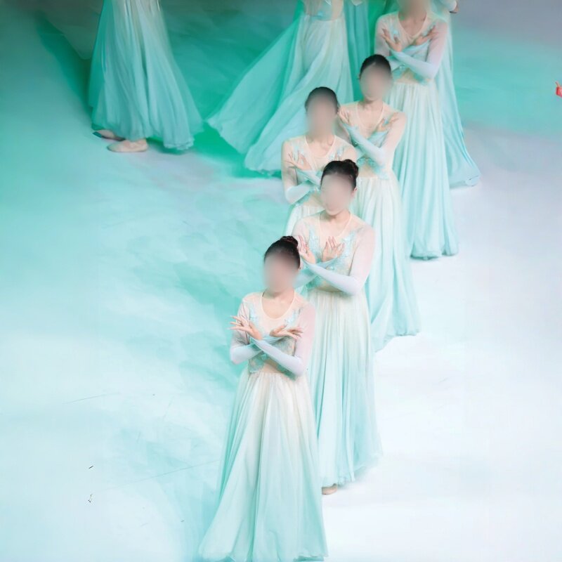 歌舞《不忘初心》女子古典舞群舞同款渐变纱裙舞蹈演出表演服定制