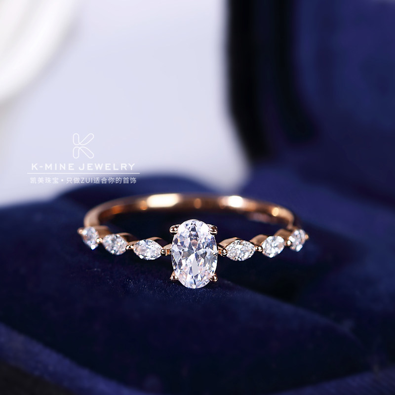 正品椭圆钻石女戒50分0.8ct1克拉gia天然裸钻IGI培育钻结订求婚戒