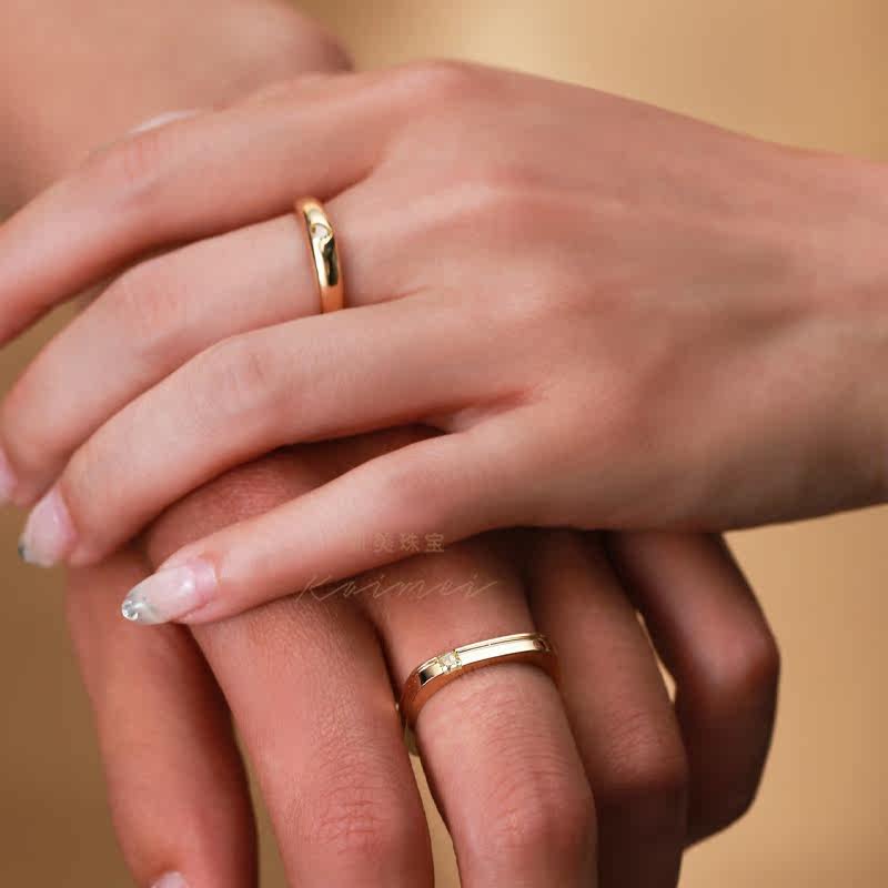 凯美珠宝正品纯18K黄金情侣异形钻石对戒求婚结婚戒指对戒定制