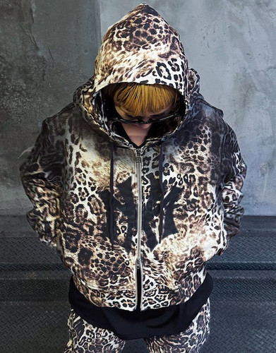 MOWALOLA x KSUBI MOWA ZIP THRU HOODIE联名限定豹纹拉链帽衫