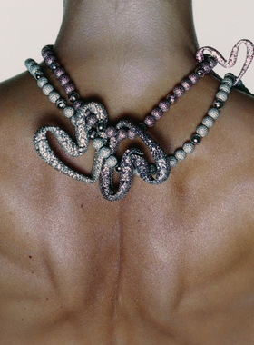 BUDAHOOD Drip Heart Temple Clasp Pink粉钻吊坠耳环