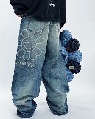 Takashi Murakami村上隆Flower Jacquard Denim BaggyPants牛仔裤
