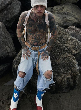 JOSHUA JAMAL DENIM NBHD SHORT LW DISTRESSED复古牛仔破洞短裤