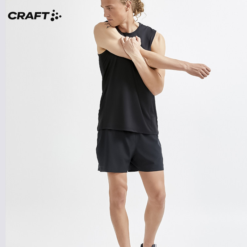 craft夏季户外训练健身马拉松跑步运动速干5寸有衬短裤男