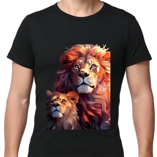 3D图夏装全棉透气短袖t恤男狮王传承潮流个性宽松欧美风流行服装