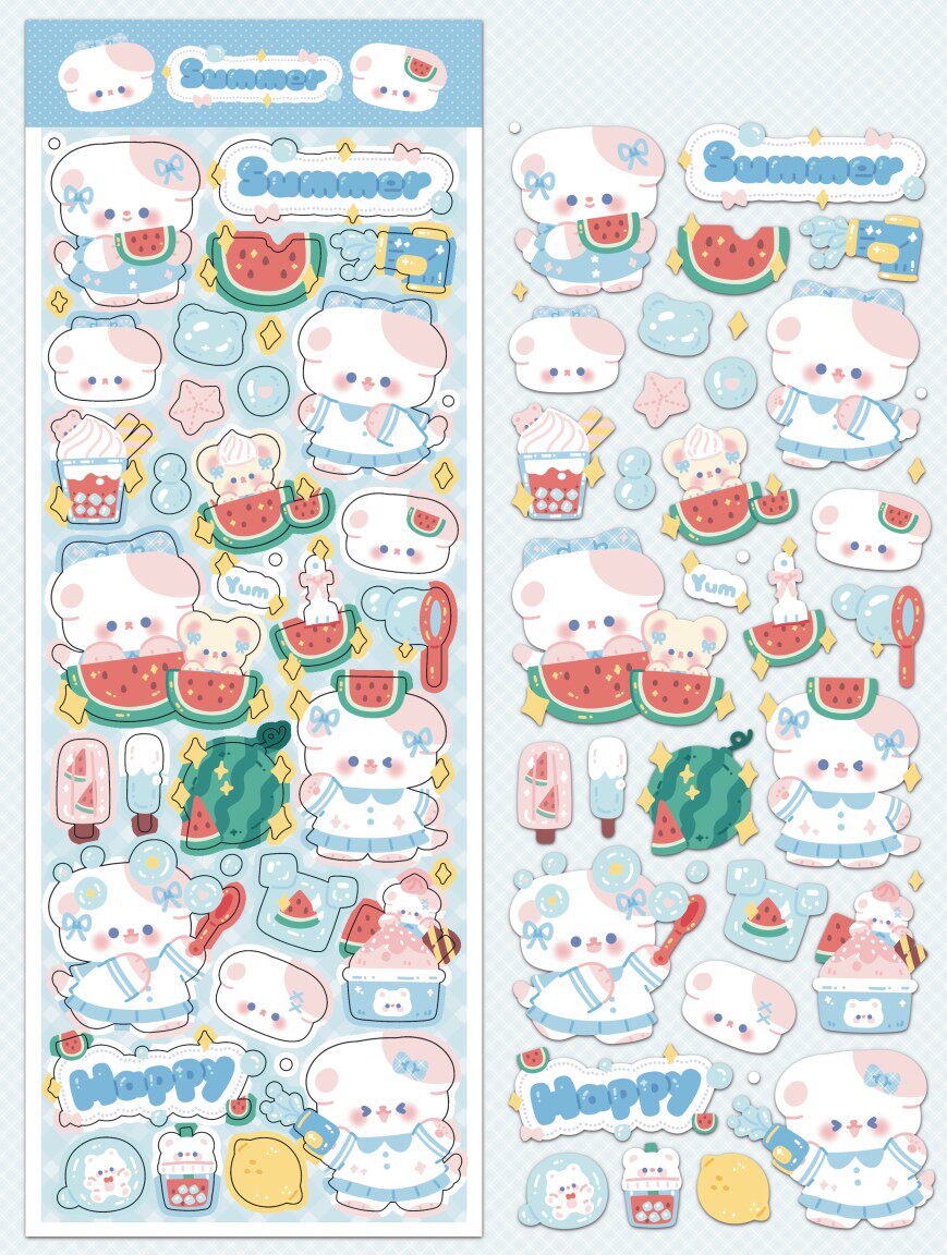 甜甜咸咸 新年限定 春夏秋冬 一年四季咕卡贴纸 原创新品日记装饰