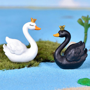 微景观盆栽小饰品创意摄影小摆件手工可爱塑料天鹅蛋糕小动物摆设