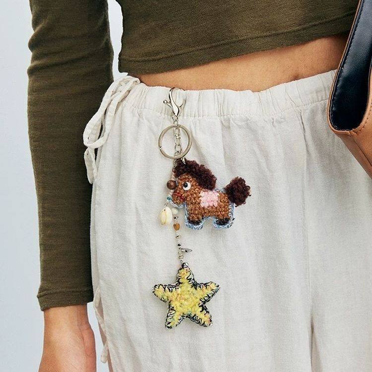 马上开心钥匙扣星星形状挂件包包吊坠小玩偶小众设计2026马年裤链
