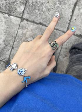 克鲁兹卡通可爱手镯在利基设计容易匹配嘻哈夫妇的男人和女人的手