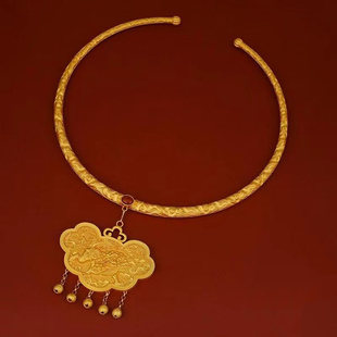 虎狮项圈璎珞复古流苏汉服宫锁金锁