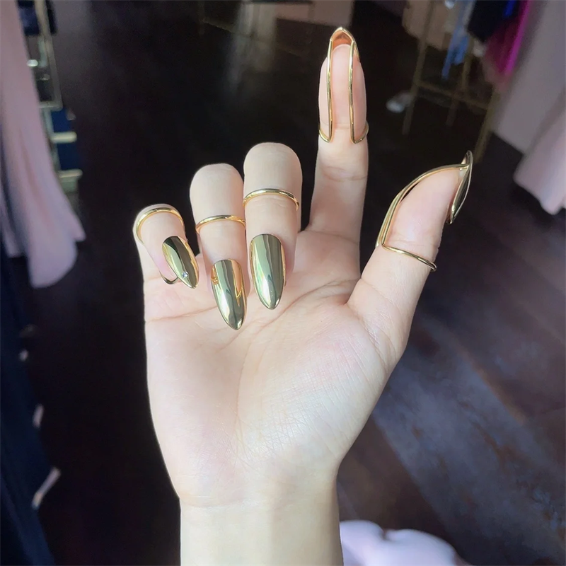 高级金属指甲套戒指ins穿戴美甲戒指套小众设计个性独特夸张配饰