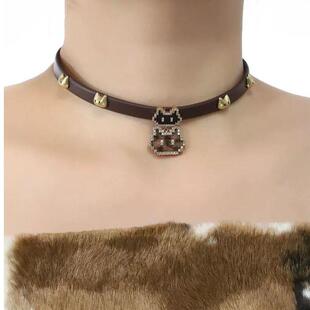 原创设计甜酷像素卡通小猫项链小众轻奢choker锁骨链