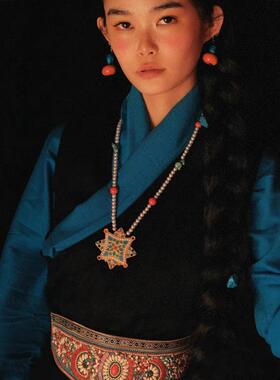 嘎乌盒项炼藏族饰品女 西藏珍珠项炼 炼  藏式宝石民族风覆古吊坠