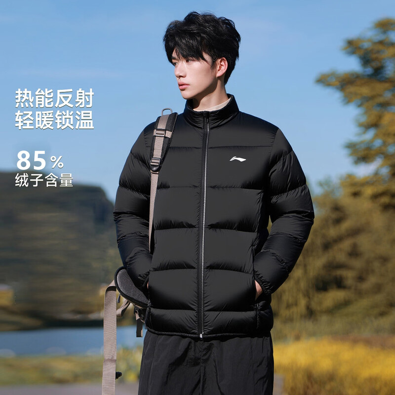 李宁羽绒服男款冬季短款2025新款男士轻薄立领保暖棉服外套青少年
