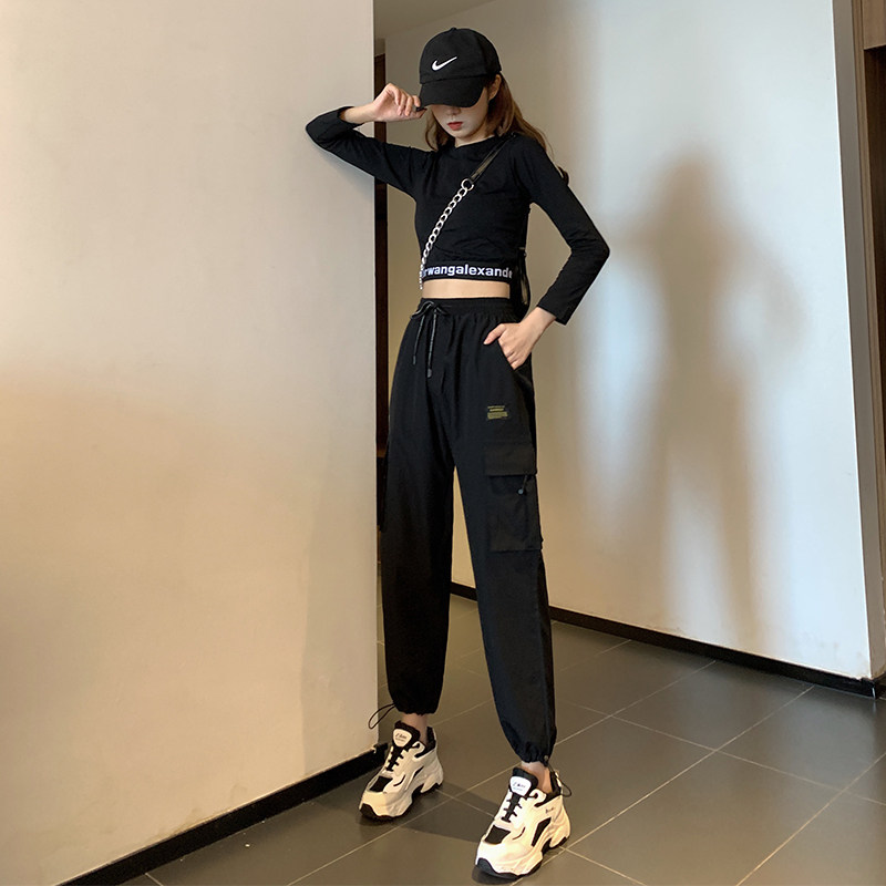 工装裤女秋季2020新款帅气显瘦高腰直筒宽松休闲ins潮嘻哈束脚裤