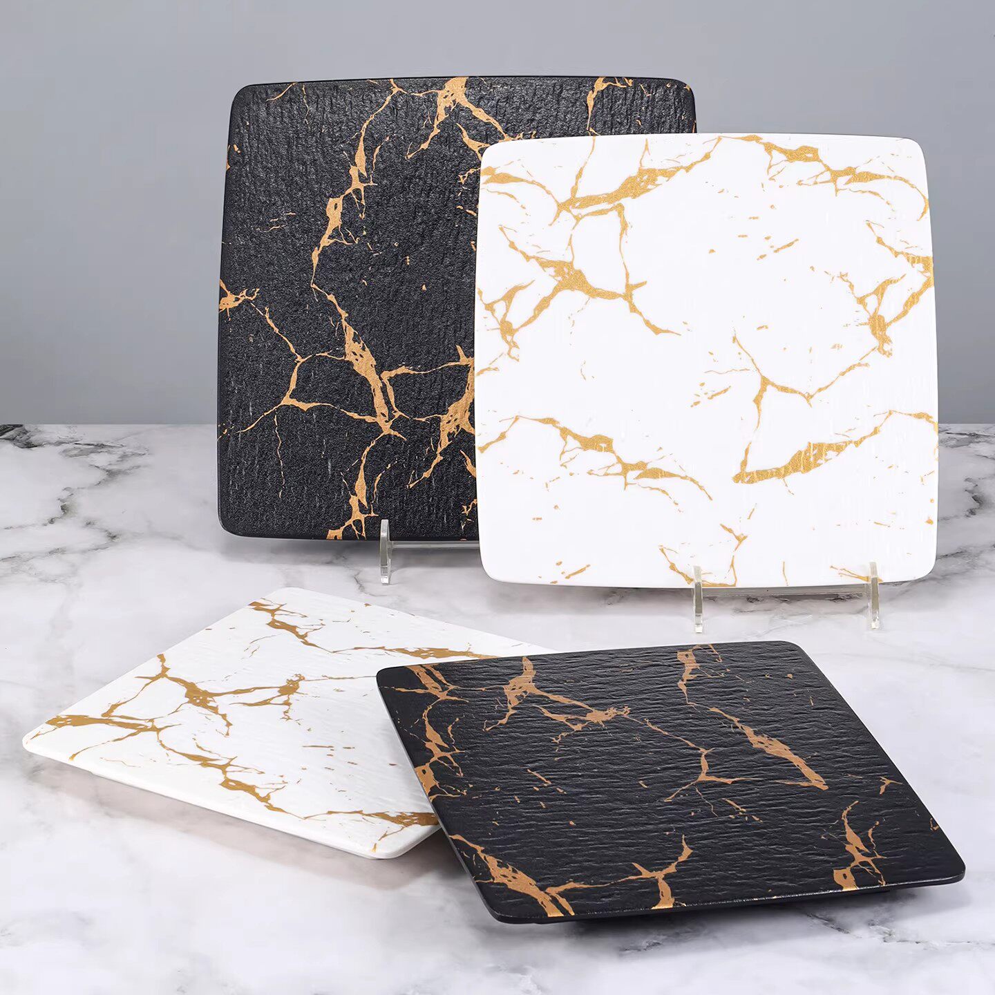 密胺四方盘仿瓷酒店餐厅盘子正方形塑料菜碟凉菜盘甜品点心盘商用