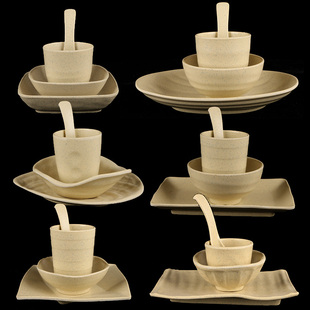 土陶火锅饭店餐厅防摔碗碟筷摆台餐具四件套塑料仿瓷密胺餐具商用