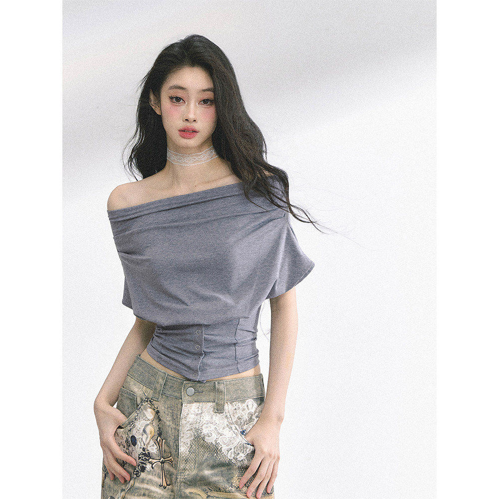 "柏林雾凇"#*一字肩韩系短袖辣妹T恤女夏显瘦短款上衣,女装/女士精品,T恤,淘宝优惠券,粉丝福利购,淘宝优惠卷